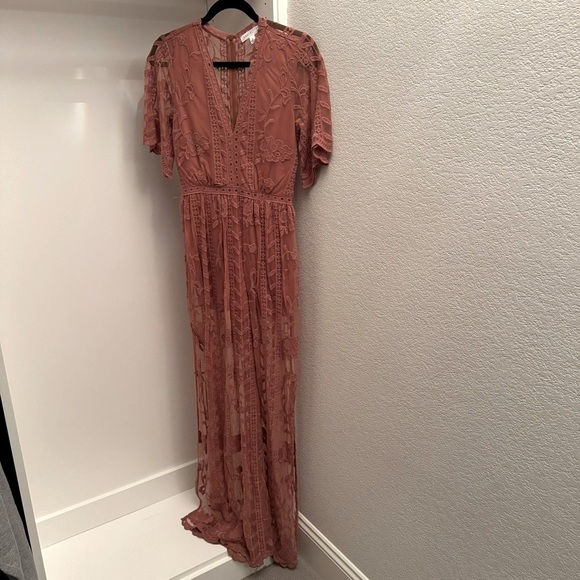 Socialite Lace Maxi Romper Dress - Picture 2 of 11